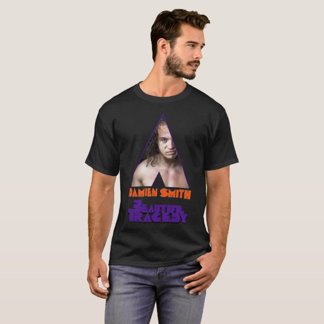 T-shirt Hommes oranges de BT de rouages noirs (Devant entier)