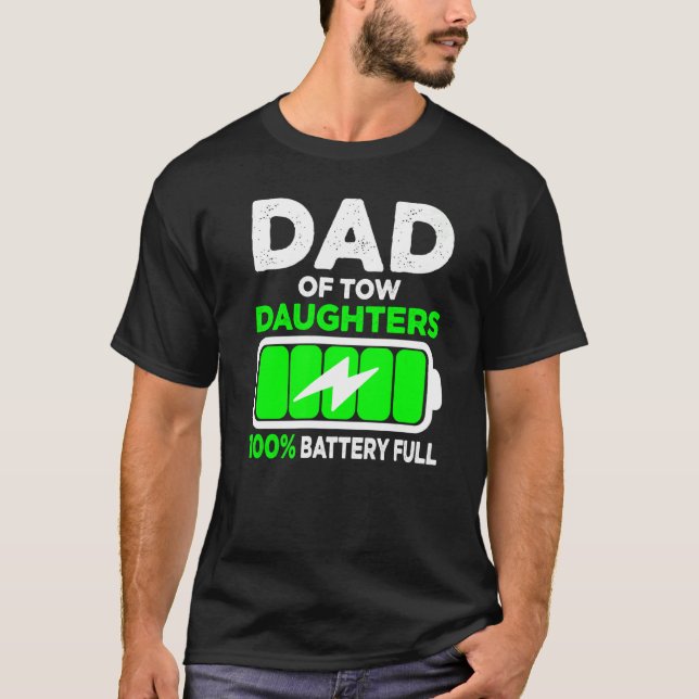 T-shirt Hommes Papa De Deux Filles Batterie Fête des pères (Devant)