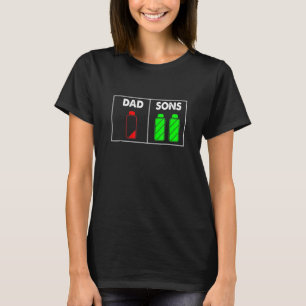 T-shirt Hommes Papa De Deux Fils Fête des pères Batterie F