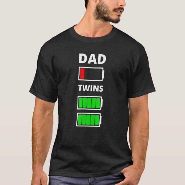 T-shirt Hommes Papa Fatigué Faible Batterie Jumeaux Plein  (Devant)