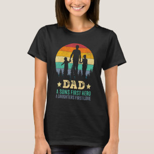 T-shirt Hommes Papa Fils Premier Héros Fille Amour Pour Pè