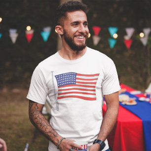 T-shirt Hommes patriotiques rouge blanc et bleu tendance