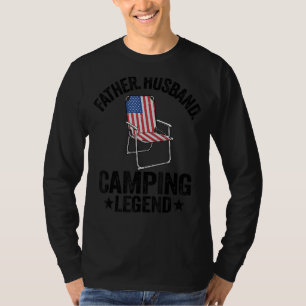 T-shirt Hommes Père Mari Camping Légende Drapeau américain