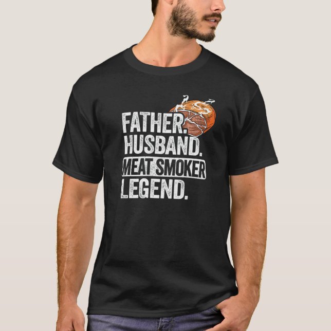 T-shirt Hommes Père Mari Viande Fumeur Légende Brisket Pap (Devant)
