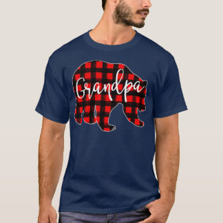 T-shirt Hommes Red Plaid Grand-père Ours Mappage Famille C