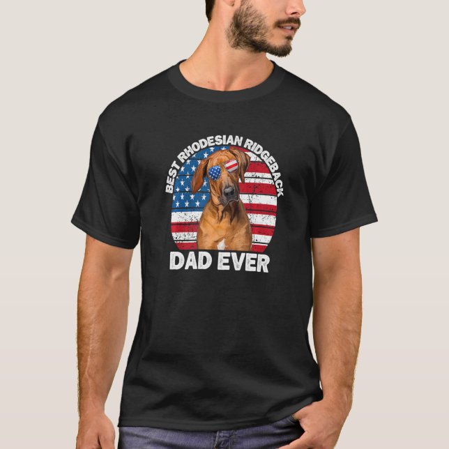 T-shirt Hommes Rhodesian Ridgeback Papa Drapeau Américain  (Devant)