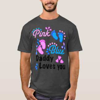 T-shirt Hommes Rose ou Bleu papa t'aime Genre Révéler Pa