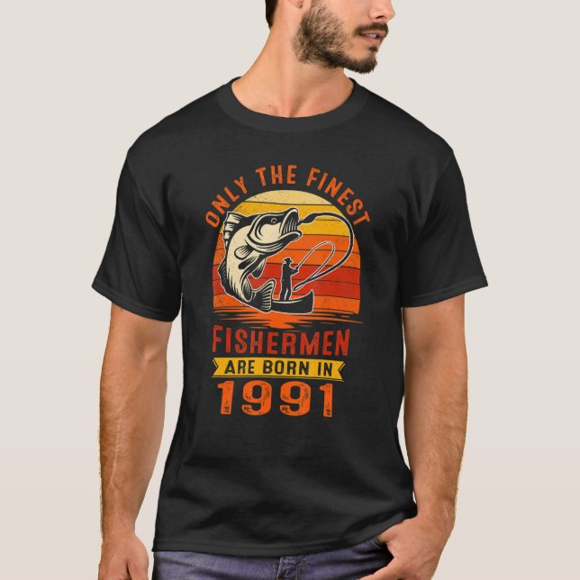 T-shirt Hommes Seuls Les Plus Beaux Pêcheurs Sont Nés En 1 (Devant)