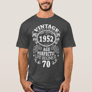 T-shirt Hommes Vintage 1952 L'Homme Mythe Légende 70 ans