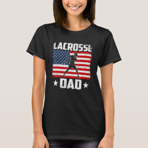 T-shirt Hommes Vintage Lacrosse Papa Us Drapeau Distressed