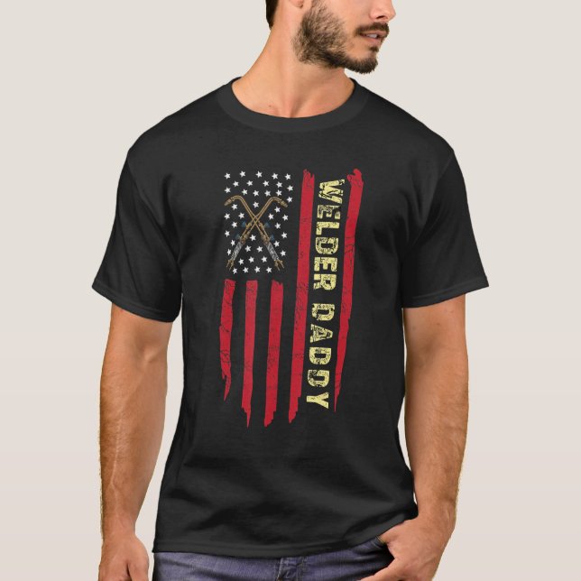 T-shirt Hommes Welder Daddy Usa American Flag Welder Men (Devant)
