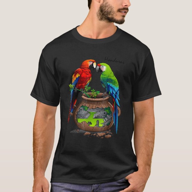 T-shirt Honduras Copan maya loros (Devant)