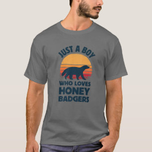 T-shirt Honey Badger Juste Un Garçon Qui Aime Retro Vintag