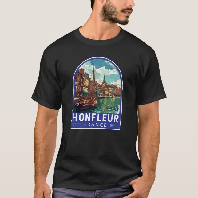 T-shirt Honfleur France Travel Art Vintage (Devant)