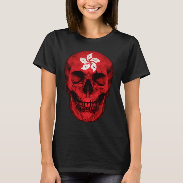T-shirt Hong Kong Flag Skull Hongkonger Roots Proud Patrio (Devant)