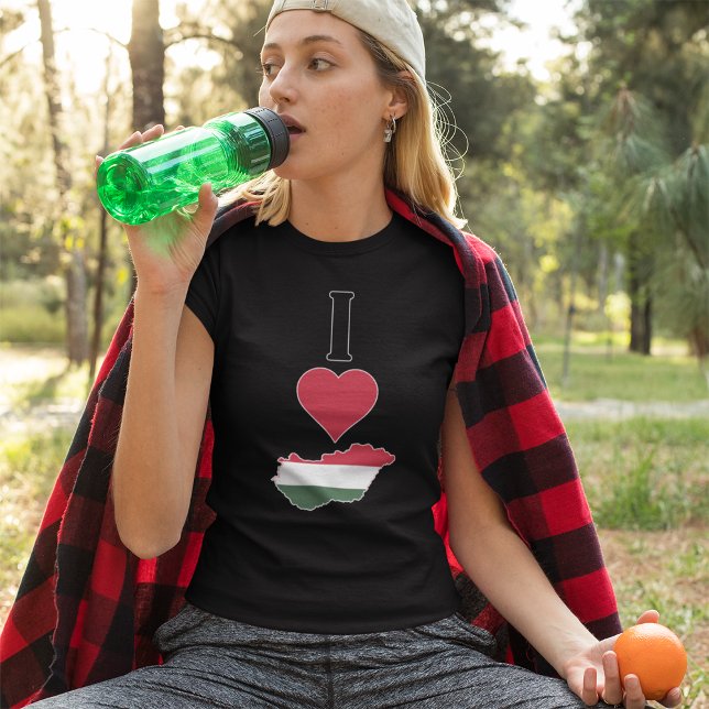 T-shirt Hongrie Vertical I Love Hongrois Drapeau Carte Fem (Créateur téléchargé)