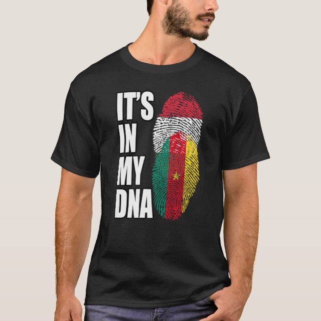T-shirt Hongrois Et Camerounais Mélangent Le Drapeau D'ADN (Devant)