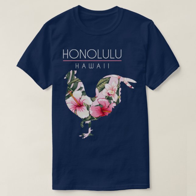 T-shirt Honolulu Hawaii Fleur Hibiscus Poulet Lover Souv (Design devant)