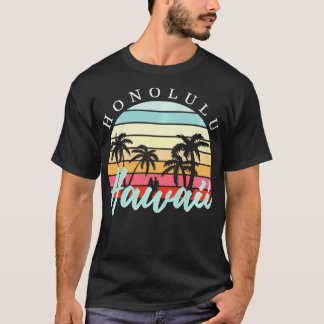 T-shirt Honolulu Hawaii Sunset Surfing Retro Vintage 