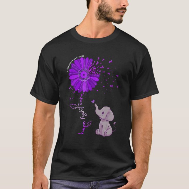 T-shirt Hope Fight Cure Alzheimer's Awareness Purple Flowe (Devant)