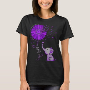 T-shirt Hope Fight Cure Elephant Alzheimer's Purple Ribbon
