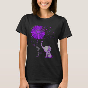 T-shirt Hope Fight Cute Elephant Alzheimer's Purple Ribbon