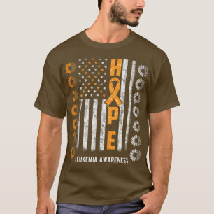 T-shirt Hope Leukemia Aware American Flag Sunflower Pr