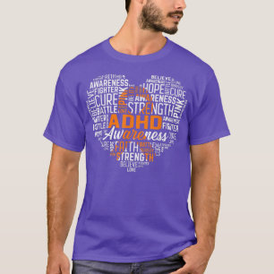 T-shirt Hope Love Cure ADHD Awareness Warrior Orange Ribbo