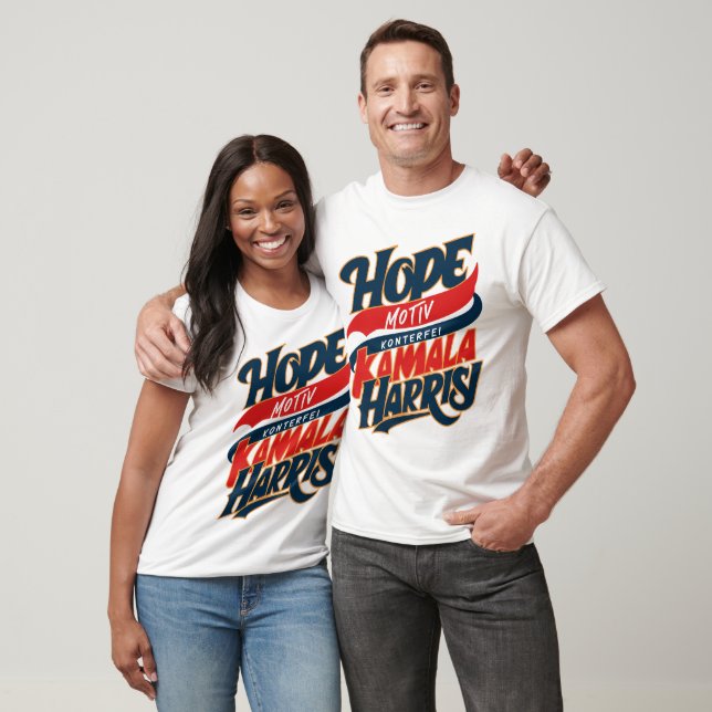 T-shirt HOPE Motiv KAMALA HARRIS Konterfei Blau Rot (Unisexe)