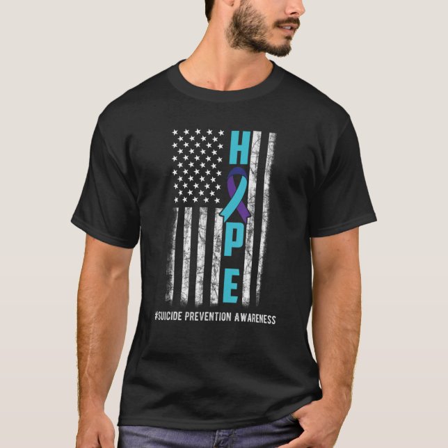 T-shirt Hope Usa Drapeau Sensibilisation au suicide Ruban  (Devant)