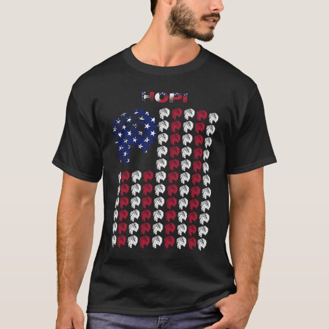 T-shirt Hopi Native American Indian Chief USA Drapeau 4 ju (Devant)
