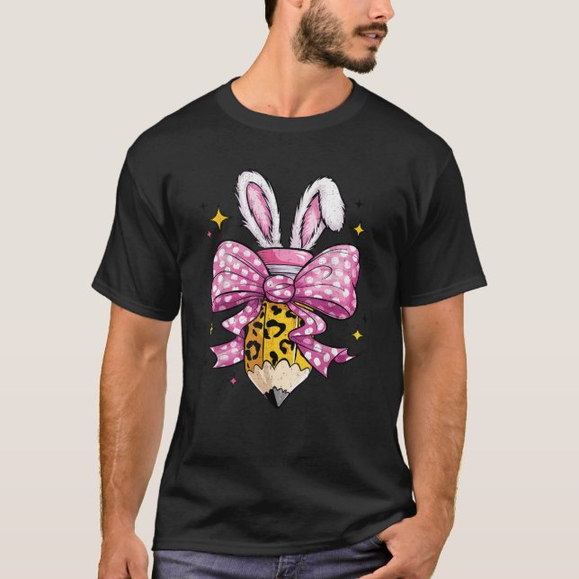 T-shirt Hoppy Teacher Cute Coquette Bow Bunny Easter Day K (Devant)