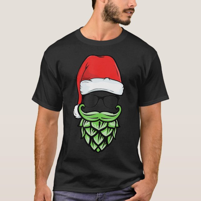 T-shirt Hops Beer Hipster Père Noël Christmas Beer Lover (Devant)