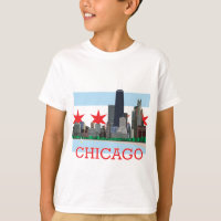 Horizon de Chicago et drapeau de ville