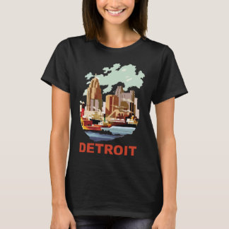 T-shirt Horizon de Détroit sur la rivière, Industriel Rétr