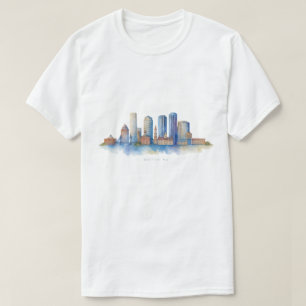 T-shirt Horizon de la ville de Boston à l'aquarelle Mode