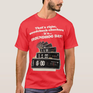 T-shirt Horloge d'alarme de jour de marmotte de bois