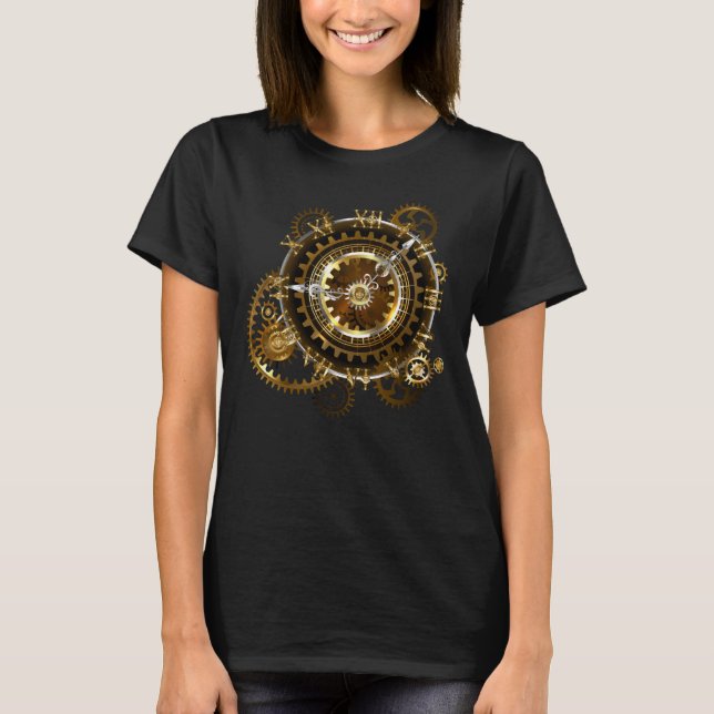 T-shirt Horloge Steampunk avec des engrenages anciens (Devant)