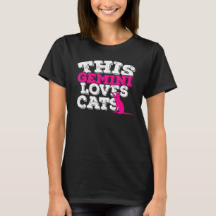 T-shirt Horoscope Signe du Zodiaque Gémeaux Aime les Chats