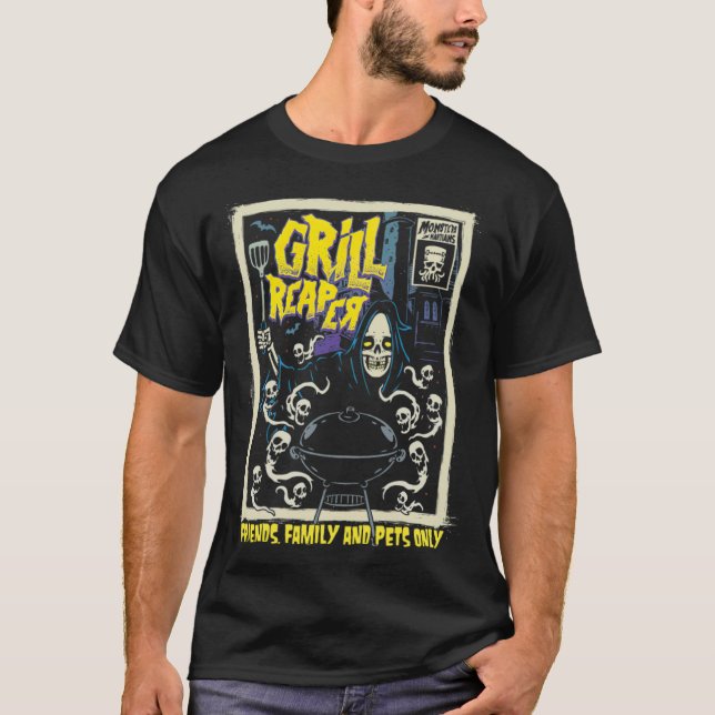 T-shirt Horreur Art Bbq Grill Chef Psychobilly Punk bagel  (Devant)