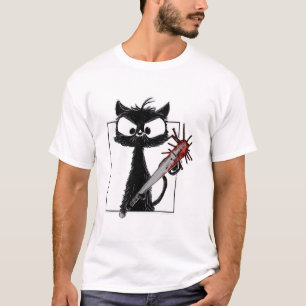 T-shirt Horreur de baseball de chat noir Halloween