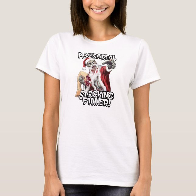 T-shirt Horreur de Noël de Père Noël de zombi (Devant)