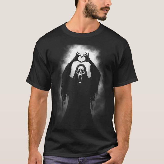 T-shirt Horreur Visage Horreur Déplaisant Coeur fantôme Ma (Devant)