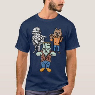 T-shirt Horror Movie Monster Mummy Werewolf Frankenstein C