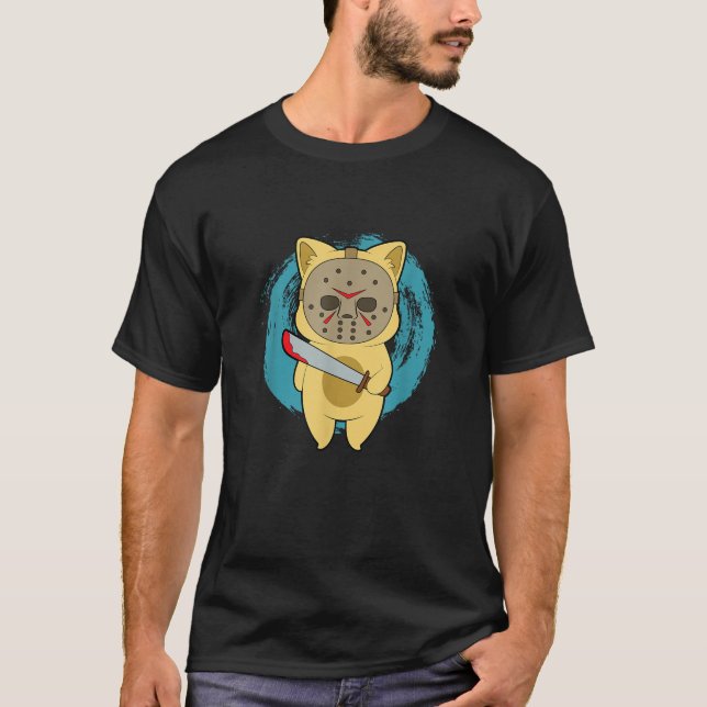 T-shirt Horror Movies Jason Cat Funny Parody Movie Hallowe (Devant)