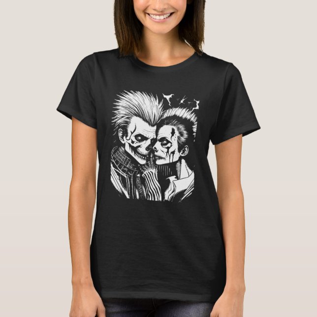 T-shirt Horror Punk Couple Occult Death Metal Rockabilly (Devant)
