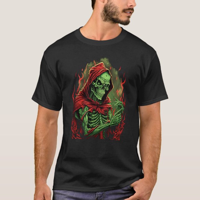 T-shirt Horror Rock Skeleton Creepy Undead Death Occult (Devant)