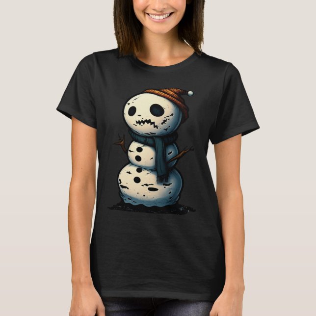 T-shirt Horror Snowman Nightmare Scary Terrifying Hallowee (Devant)