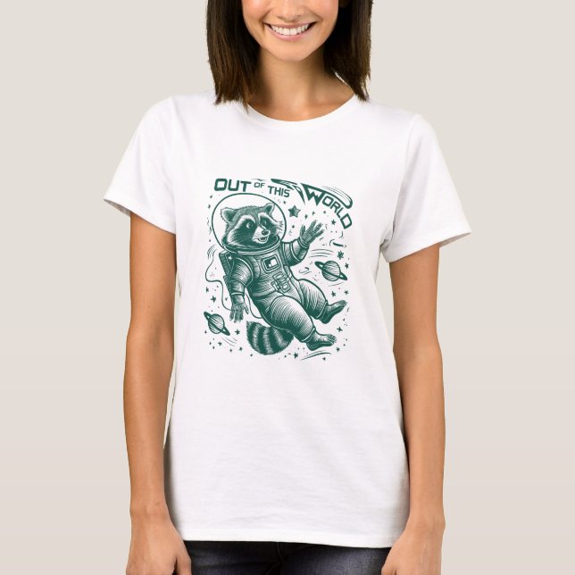 T-shirt Hors De Ce Raccoon Spatial (Devant)