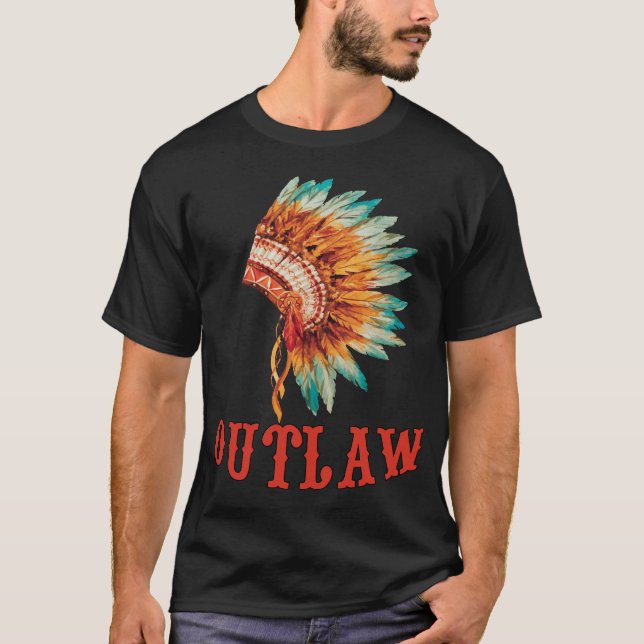 T-shirt hors-la-loi, amérindienne, drôle de coiffure indie (Devant)